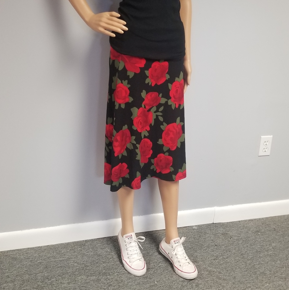 Large lularoe azure midi skirt roses